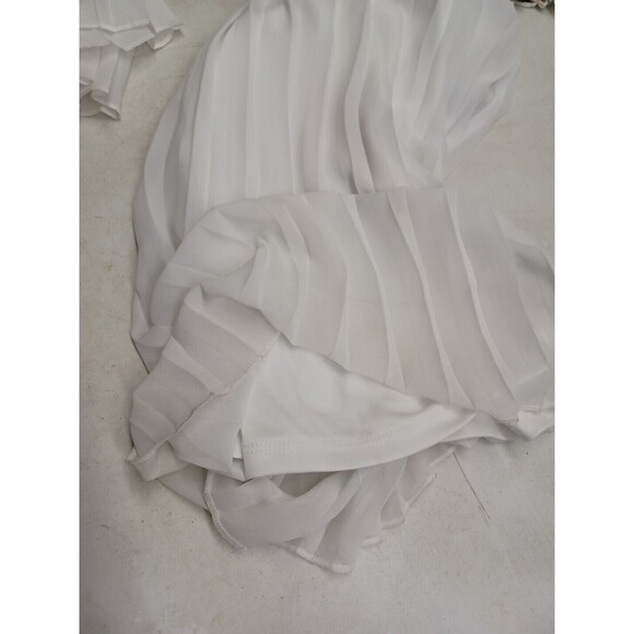 Ashley Stewart White Sleeveless Tie Waist Pleated Wide Leg Jumpsuit 20W Chiffon - Picture 8 of 11